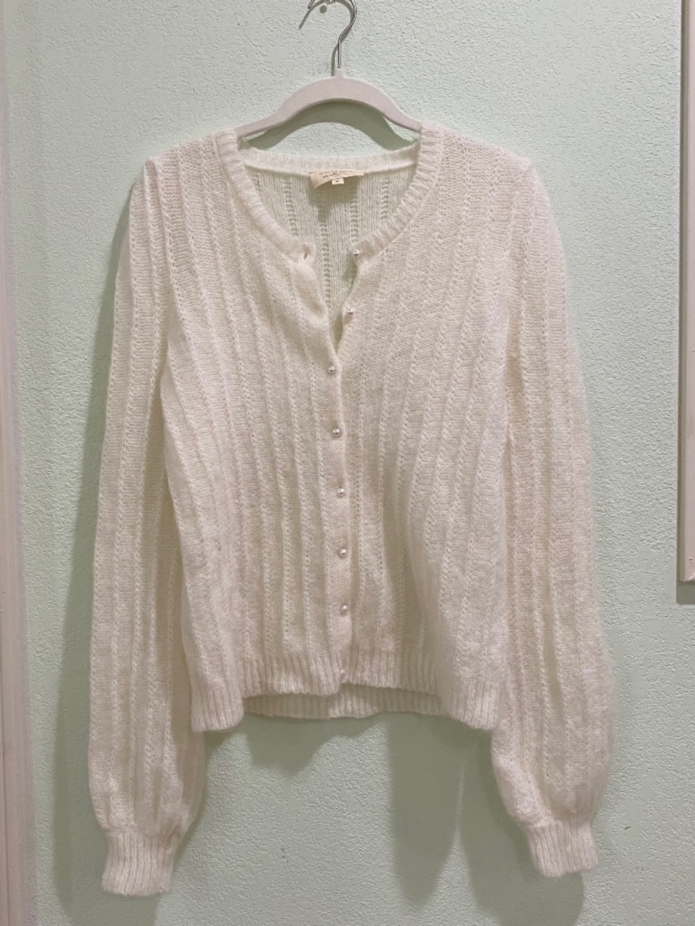 Sezane Ecru Amance Knit Pearl Button Cardigan Medium - Picture 4 of 11